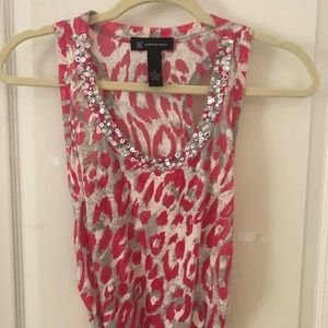 NWOT INC T SHIRT FABRIC RUCHED SIDES W/ SEQUINED NECKLINE